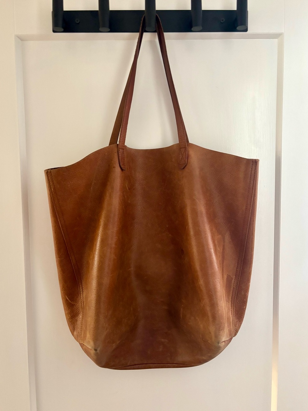 J. Crew Large Cognac Genuine Leather Tote - Picture 2 of 7